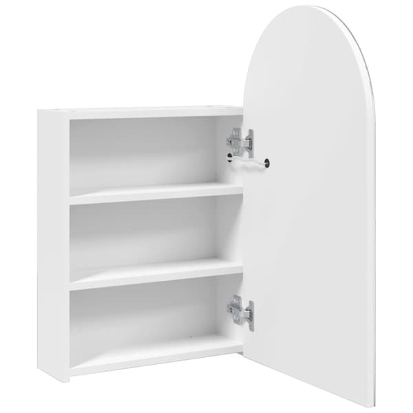vidaXL Spegelskåp och LED-lampa bågformad vit 42x13x70 cm