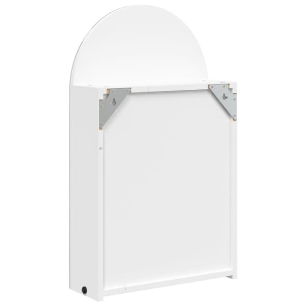 vidaXL Spegelskåp och LED-lampa bågformad vit 42x13x70 cm