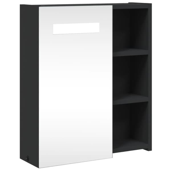 vidaXL Spegelskåp och LED-lampa svart 45x13x52 cm