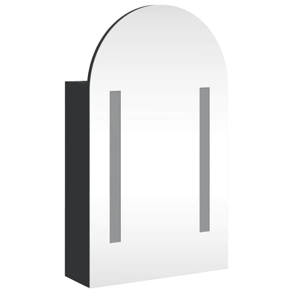 vidaXL Kylpyhuoneen peilikaappi LED-valolla kaari musta 42x13x70 cm