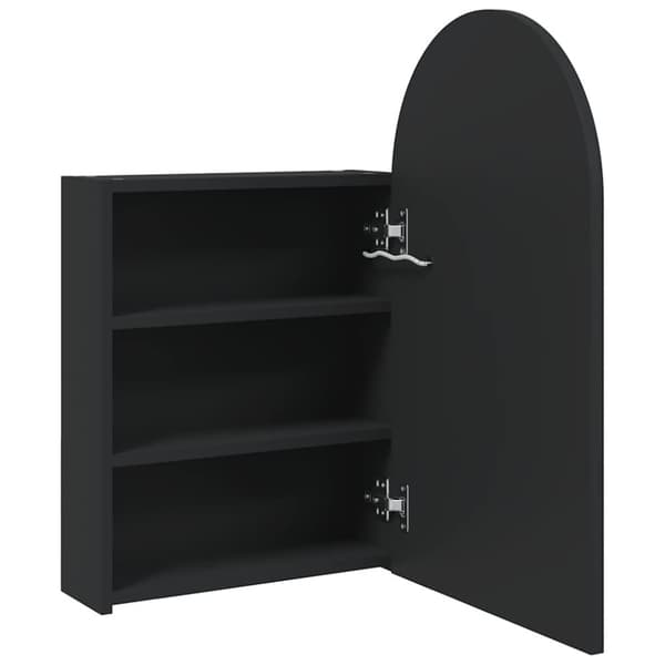 vidaXL Kylpyhuoneen peilikaappi LED-valolla kaari musta 42x13x70 cm