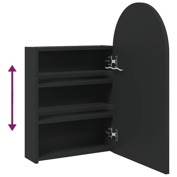 vidaXL Kylpyhuoneen peilikaappi LED-valolla kaari musta 42x13x70 cm