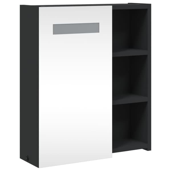 vidaXL badeværelsesskab med spejl og LED-lys 45x13x52 sort