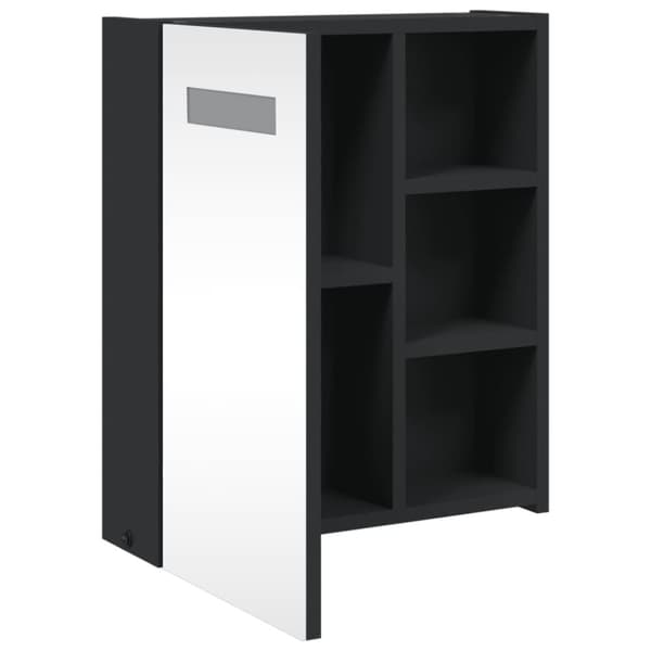 vidaXL badeværelsesskab med spejl og LED-lys 45x13x52 sort