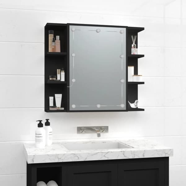 vidaXL Peilikaappi LED-valoilla musta 70x16,5x60 cm