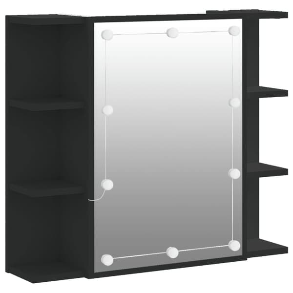 vidaXL Peilikaappi LED-valoilla musta 70x16,5x60 cm