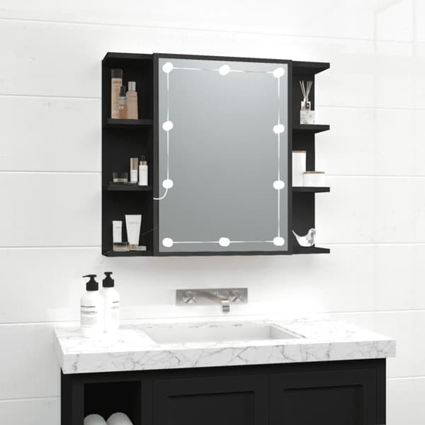 vidaXL Peilikaappi LED-valoilla musta 70x16,5x60 cm