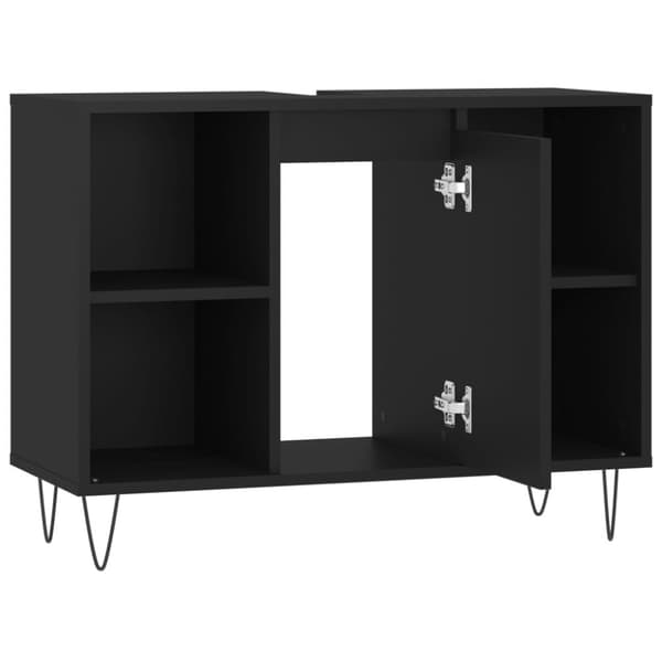 Kylpyhuoneen kaappi musta 80x33x60 cm tekninen puu