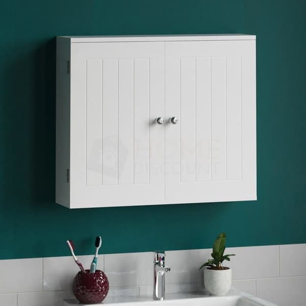 Bath vida - 333382 - Dubbeldörr Väggförvaringshylla för badrum, vit, 15 x 60 x 50 cm