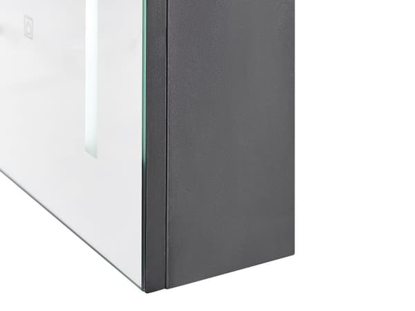 Kylpyhuoneen kaappi musta 40 x 60 cm peiliovella ja LED-valoilla moderni tyyli