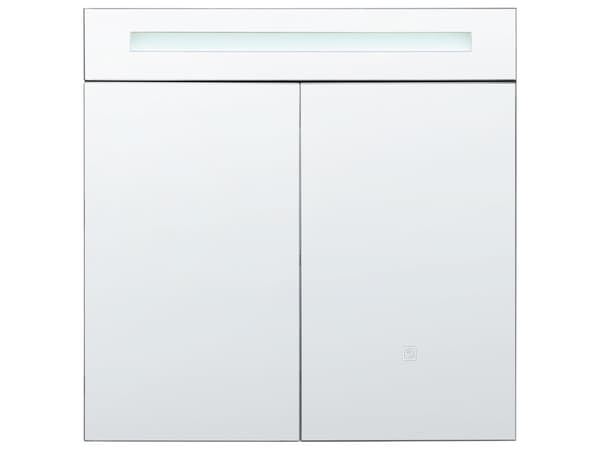 Baderomsspeilskap Svart Glass og Tre med LED 60 x 60 cm Moderne Design