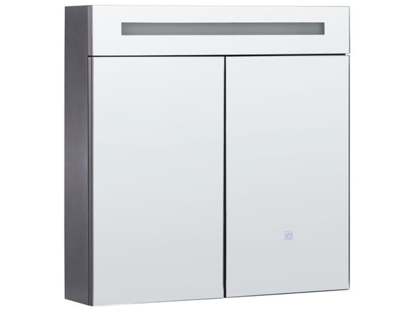 Baderomsspeilskap Svart Glass og Tre med LED 60 x 60 cm Moderne Design