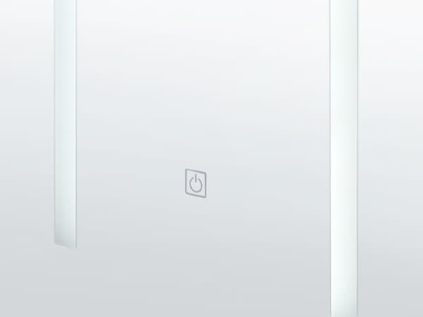 Baderomsspeilskap i svart glass og treverk med LED 40 x 60 cm Moderne Design
