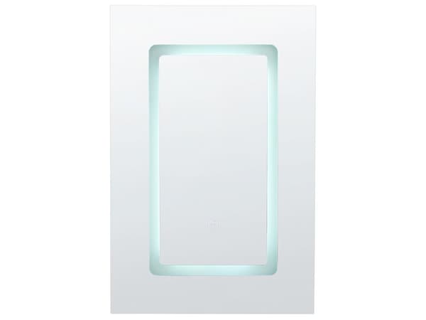 Baderomsspeilskap i svart glass og treverk med LED 40 x 60 cm Moderne Design