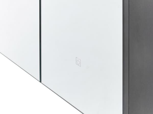 Badeværelsesskab til badeværelse i sort glas og træ med LED 60 x 60 cm Moderne design