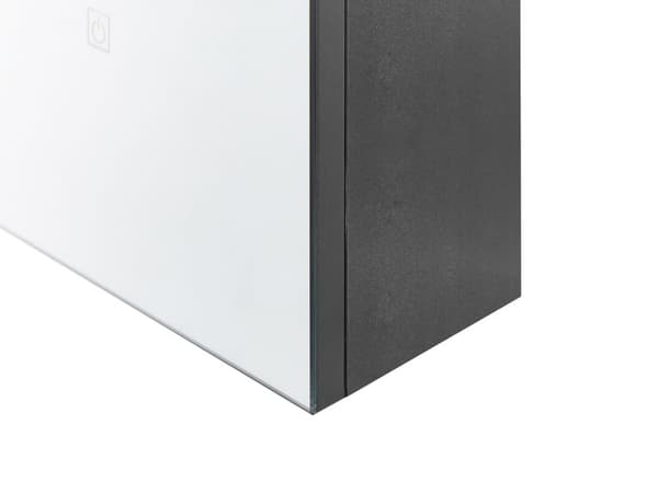 Badeværelsesskab til badeværelse i sort glas og træ med LED 60 x 60 cm Moderne design