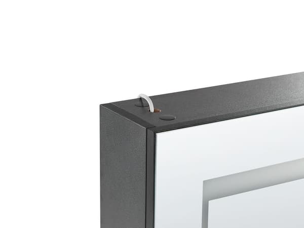 Badeværelsesskab til badeværelse i sort glas og træ med LED 40 x 60 cm Moderne design
