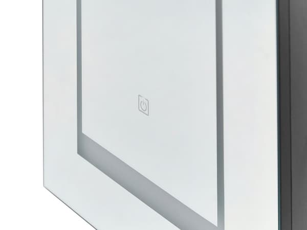 Badeværelsesskab til badeværelse i sort glas og træ med LED 40 x 60 cm Moderne design
