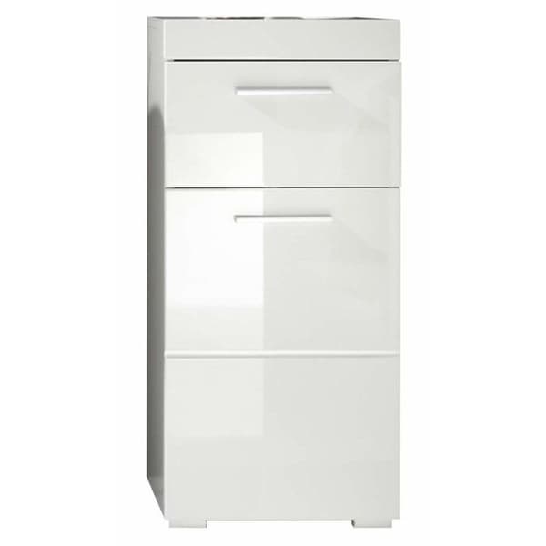 AMANDA badrumsbasenhet - 1 dörr + 1 låda - Blank vit - L37 x D31 x H79 cm