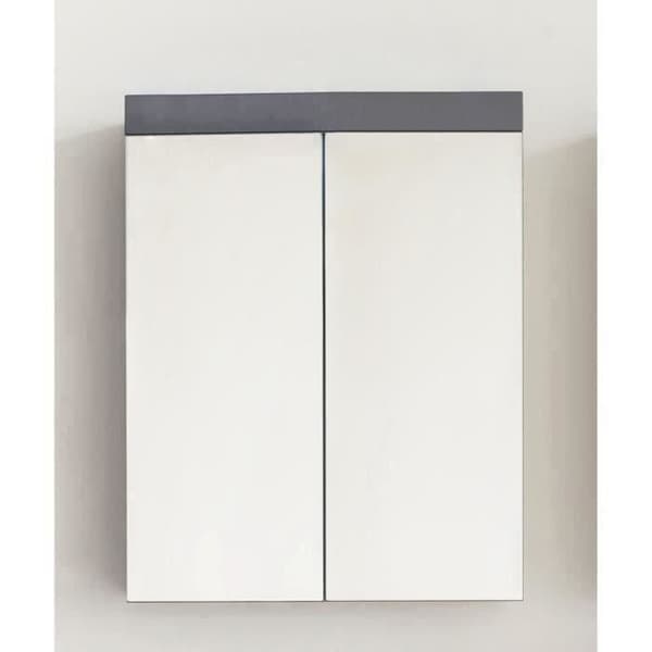 Badrumsspegelskåp - AMANDA - 2 spegeldörrar - Grå - 60x17x77cm