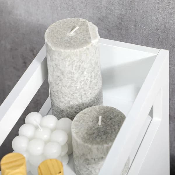 Rootz badeværelsesskab - Slankt design - Rulleskab - To skuffer - Fire hjul - MDF-ramme - Hvid - 16L x 49,5W x 66H cm