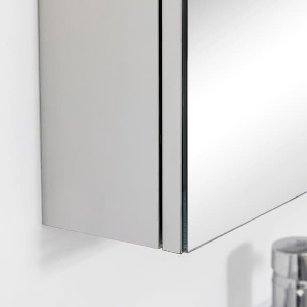 Rootz Spegelskåp - Badrumsskåp - 3 spegeldörrar - 5 invändiga hyllor - Rostfritt stål - Silver - 70 x 12 x 55 cm
