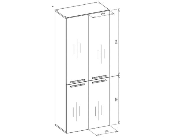 Kylpyhuonekaappi Bagnoli - Lattiakaappi viidellä hyllyllä ja pyykkikorilla, S: 30 cm, K: 174 cm, L: 60 cm.