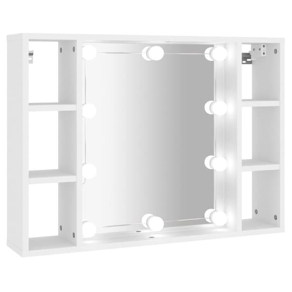 vidaXL Spegelskåp med LED vit 76x15x55 cm -  Badrumsunderskåp