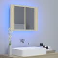 Miniatyrbild 4 av 11: vidaXL Spegelskåp med LED sonoma-ek 60x12x45 cm akryl -  Badrumsunderskåp