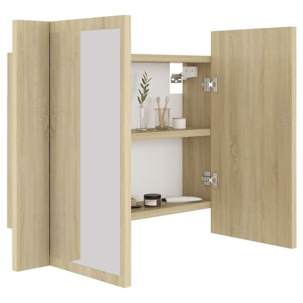 vidaXL Spegelskåp med LED sonoma-ek 60x12x45 cm akryl -  Badrumsunderskåp