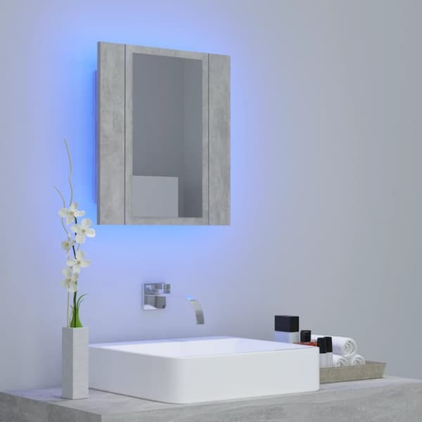 vidaXL Spegelskåp med LED betonggrå 40x12x45 cm akryl -  Badrumsunderskåp