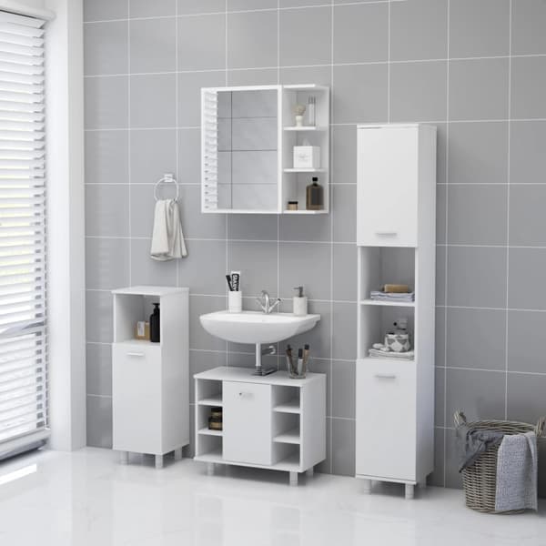 vidaXL Spegelskåp för badrum vit 62,5x20,5x64 cm konstruerat trä -  Badrumsunderskåp