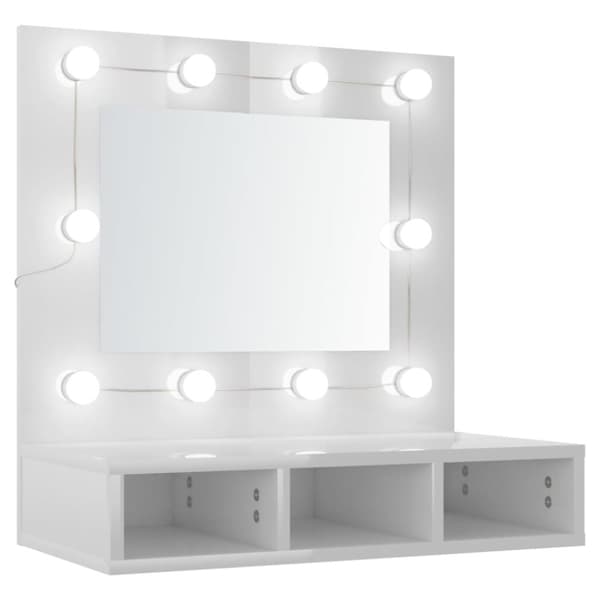 vidaXL Peilikaappi LED-valoilla korkeakiilto valkoinen 60x31,5x62 cm -  Kylpyhuoneen kampauspöydät