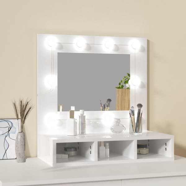 vidaXL Peilikaappi LED-valoilla korkeakiilto valkoinen 60x31,5x62 cm -  Kylpyhuoneen kampauspöydät
