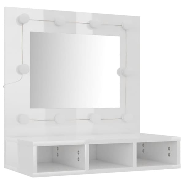 vidaXL Peilikaappi LED-valoilla korkeakiilto valkoinen 60x31,5x62 cm -  Kylpyhuoneen kampauspöydät