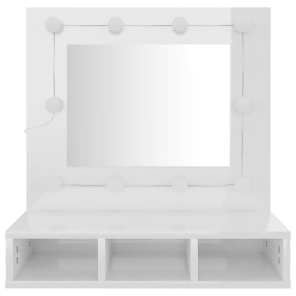 vidaXL Peilikaappi LED-valoilla korkeakiilto valkoinen 60x31,5x62 cm -  Kylpyhuoneen kampauspöydät