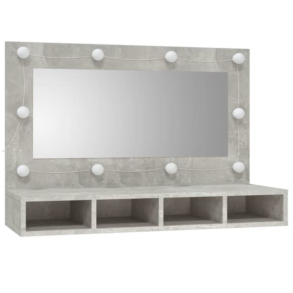 vidaXL Peilikaappi LED-valoilla betoninharmaa 90x31,5x62 cm -  Kylpyhuoneen kampauspöydät