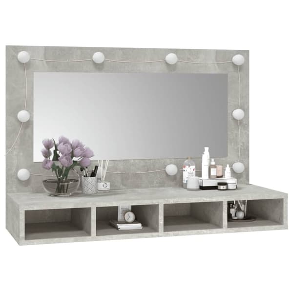 vidaXL Peilikaappi LED-valoilla betoninharmaa 90x31,5x62 cm -  Kylpyhuoneen kampauspöydät