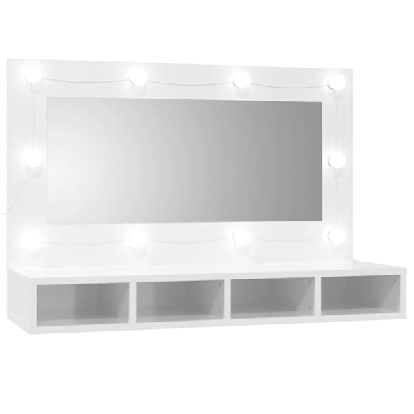 vidaXL Peilikaappi LED-valoilla korkeakiilto valkoinen 90x31,5x62 cm -  Kylpyhuoneen kampauspöydät