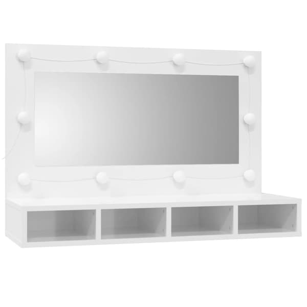 vidaXL Peilikaappi LED-valoilla korkeakiilto valkoinen 90x31,5x62 cm -  Kylpyhuoneen kampauspöydät