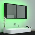 Miniatyrbild 5 av 11: vidaXL Spegelskåp med LED svart 90x12x45 cm akryl -  Badrumsunderskåp