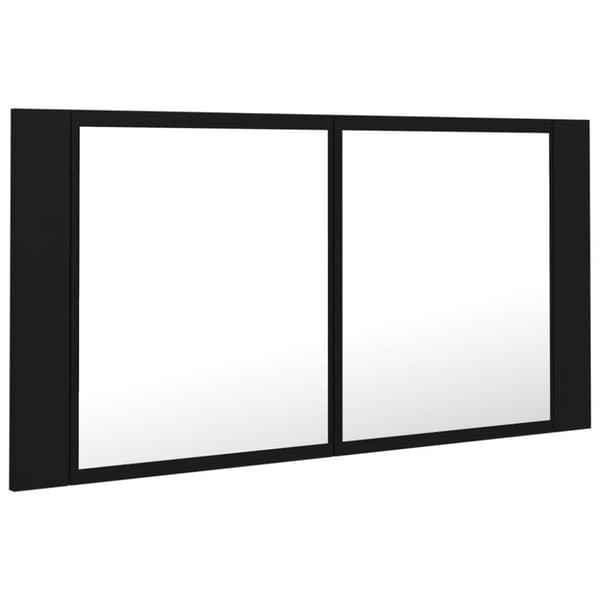 vidaXL Spegelskåp med LED svart 90x12x45 cm akryl -  Badrumsunderskåp