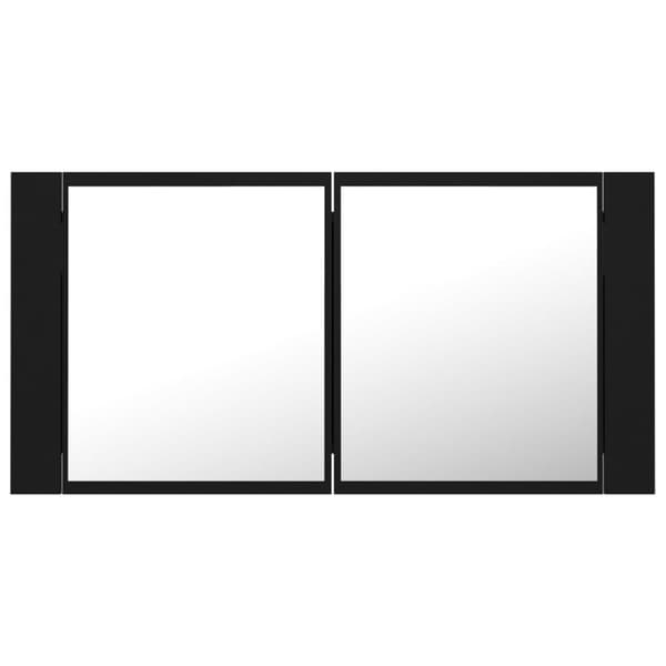 vidaXL Spegelskåp med LED svart 90x12x45 cm akryl -  Badrumsunderskåp