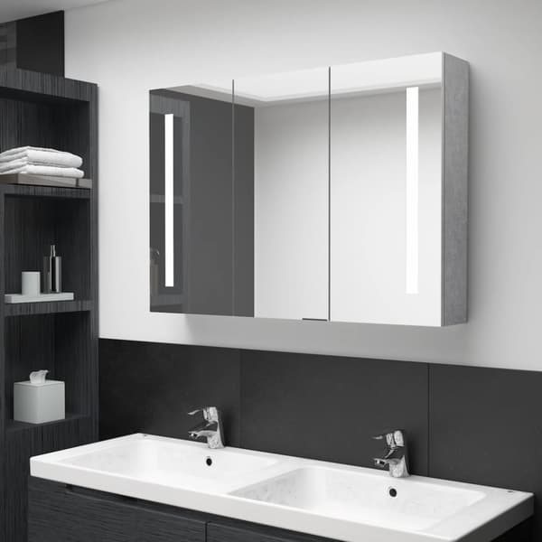 vidaXL LED kylpyhuoneen peilikaappi betoninharmaa 89x14x62 cm -  Kylpyhuoneen kampauspöydät