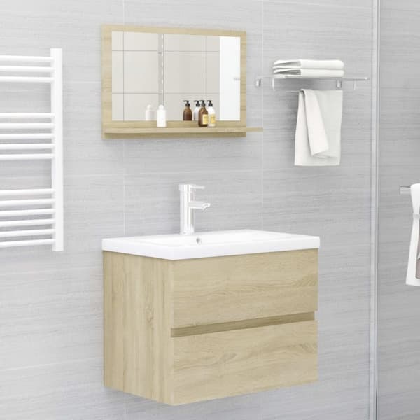 vidaXL badeværelsesspejl 60x10,5x37 cm konstrueret træ sonoma-eg -  Badeværelsesborde