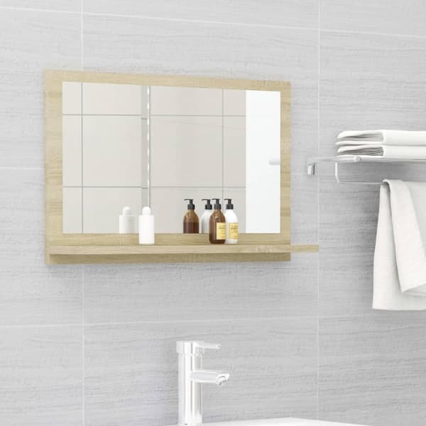 vidaXL badeværelsesspejl 60x10,5x37 cm konstrueret træ sonoma-eg -  Badeværelsesborde