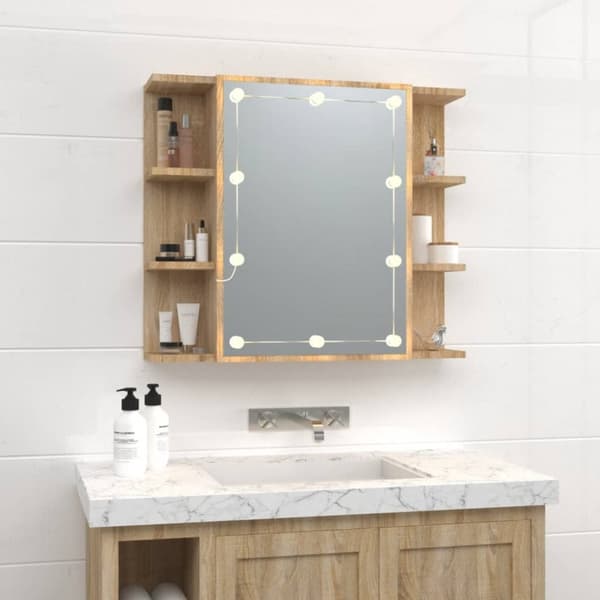 vidaXL Peilikaappi LED-valoilla Sonoma-tammi 70x16,5x60 cm -  Kylpyhuoneen kampauspöydät