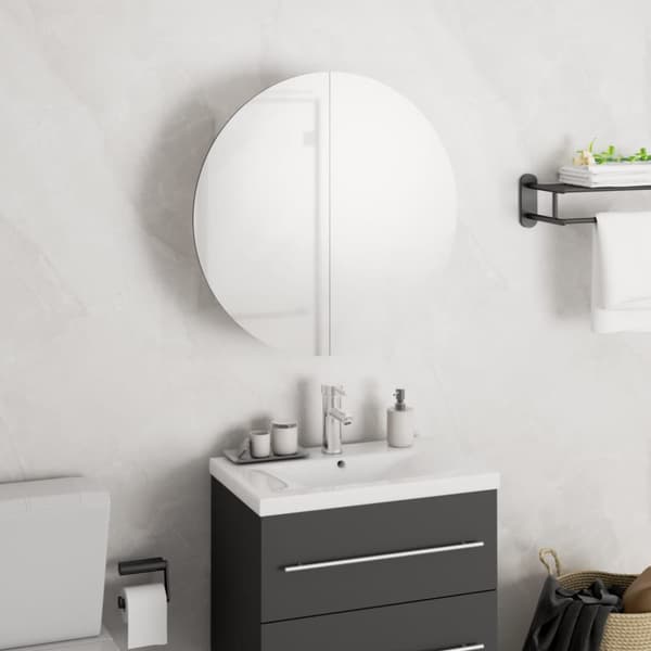 vidaXL Badrumsskåp med rund spegel och LED vit 40x40x17,5 cm -  Badrumsunderskåp