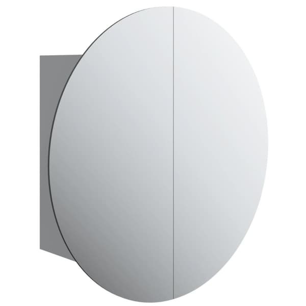 vidaXL Badrumsskåp med rund spegel och LED grå 47x47x17,5 cm -  Badrumsunderskåp