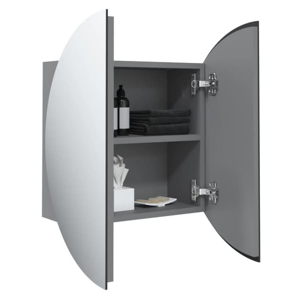vidaXL Badrumsskåp med rund spegel och LED grå 47x47x17,5 cm -  Badrumsunderskåp